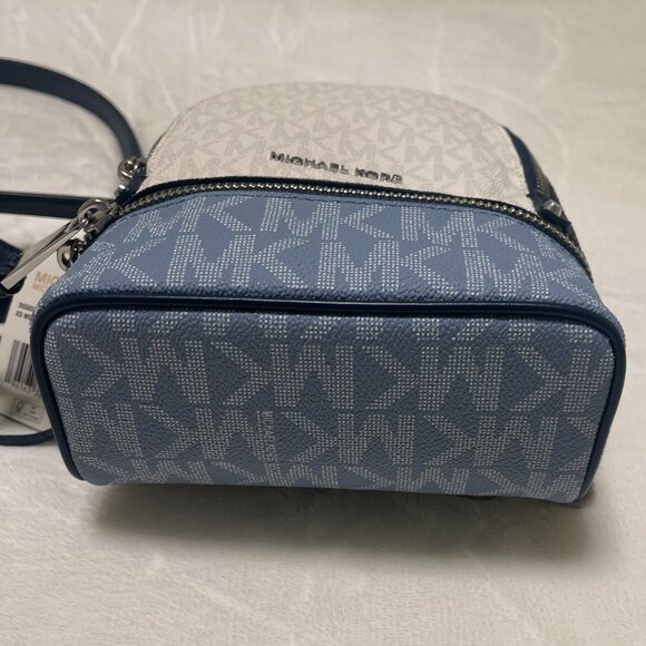 Michael Kors Rhea Mini Color-Block Logo Chambry/Navy Backpack - Picture 11 of 15
